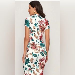 Clasi Floral Print Mock Neck Bodycon Dress